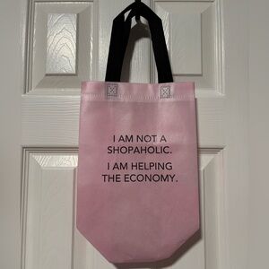 Shopaholic economy travel tall Pink Tote Bag purse shopping funny money addict